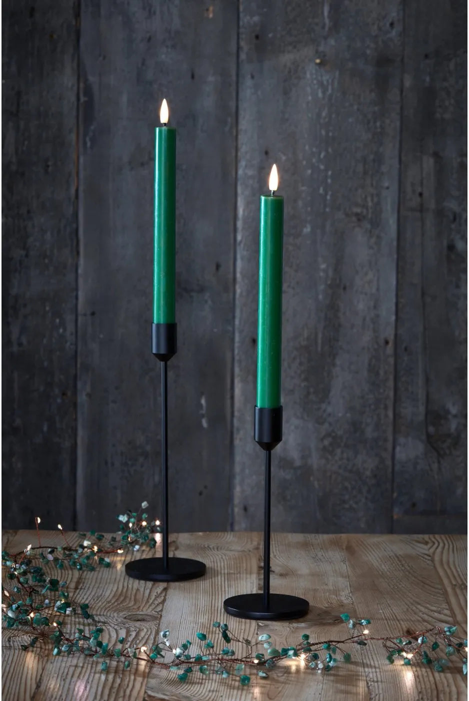 LED Chandelier Candles in Green | set of 2