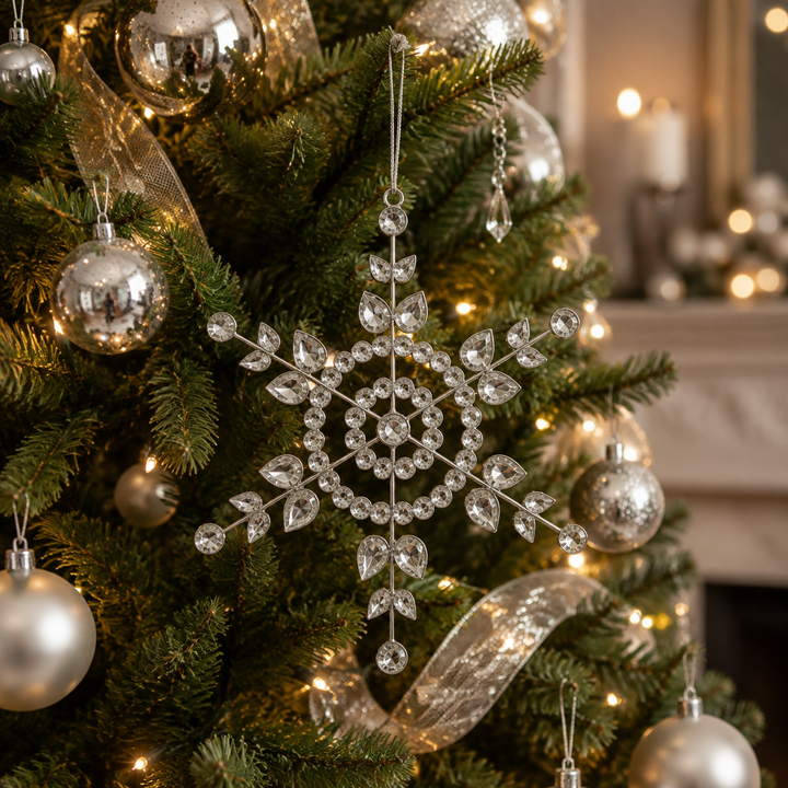 Large Gem Snowflake Hanger Silver