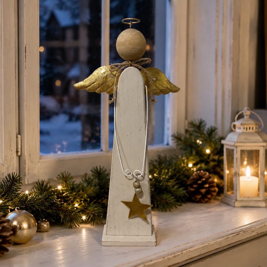 Large Angel on Plinth Gold