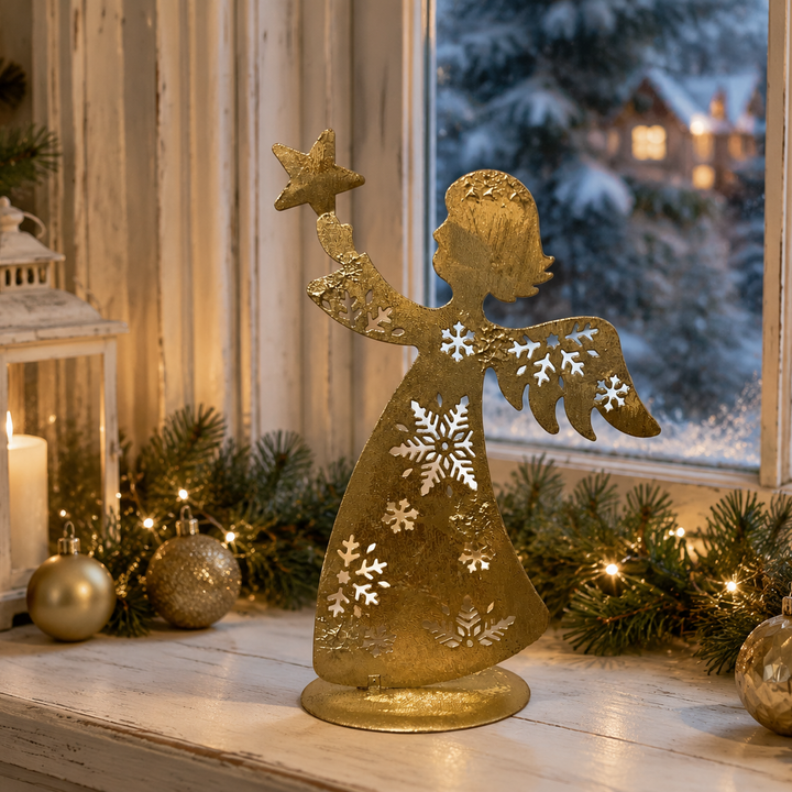 Large Angel on Plinth Gold