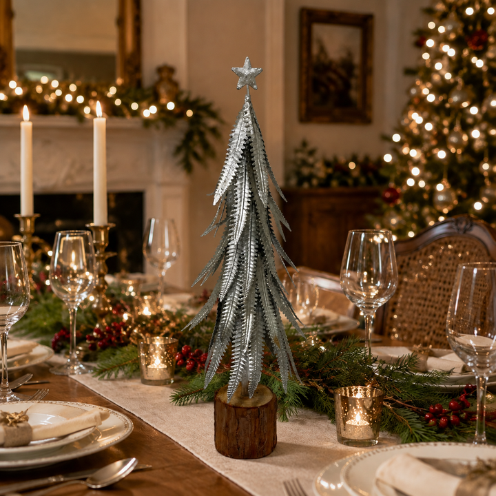 Small Metal Tree on Log Base