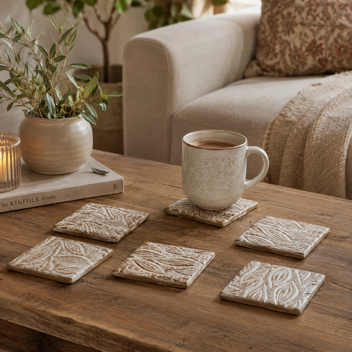 Set of 6 Wooden Coasters Petals Outlet