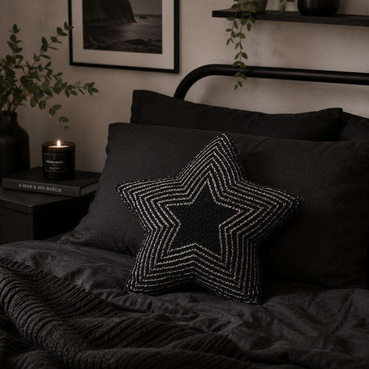 Small Beaded Star Cushion Ex Display Outlet