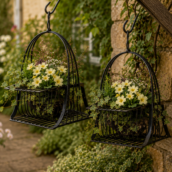 Set Of 2 Metal Handle Garden Baskets Outlet