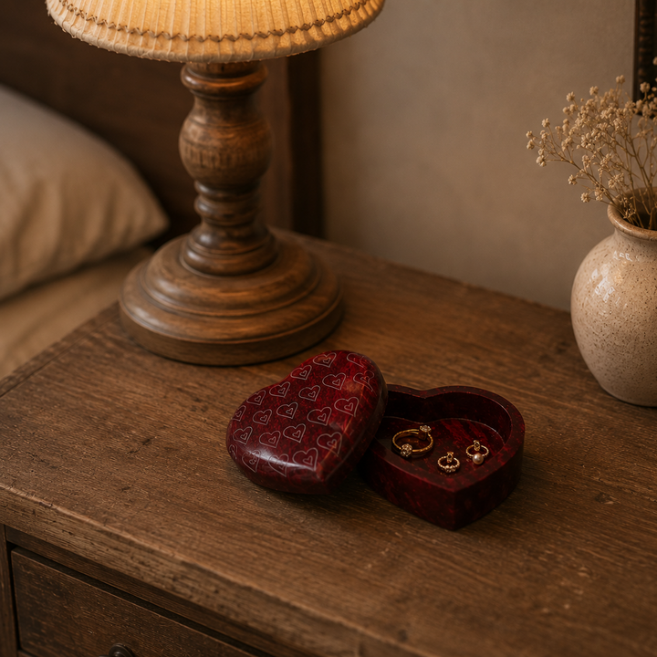 Handmade Stone Heart Trinket Box Outlet