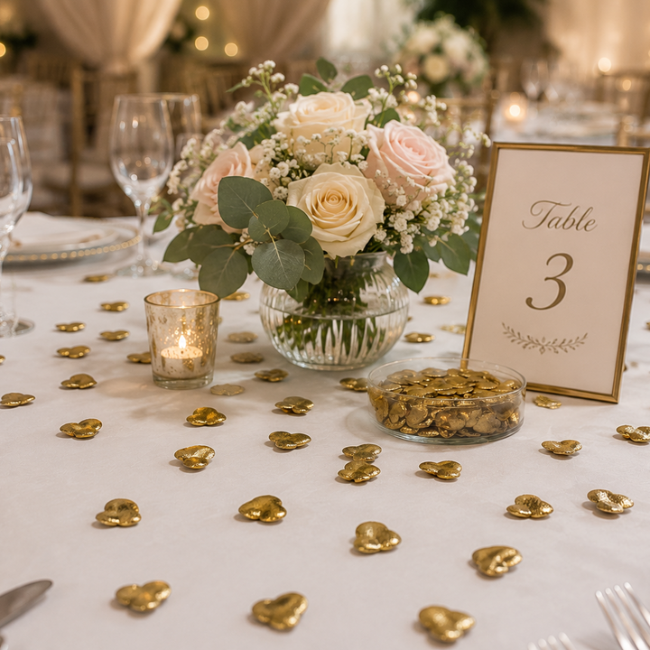 Metallic Gold Heart Confetti Pack of 12 Outlet