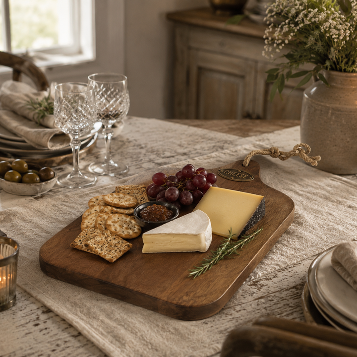Wooden 12'' Cheese Board with Rope