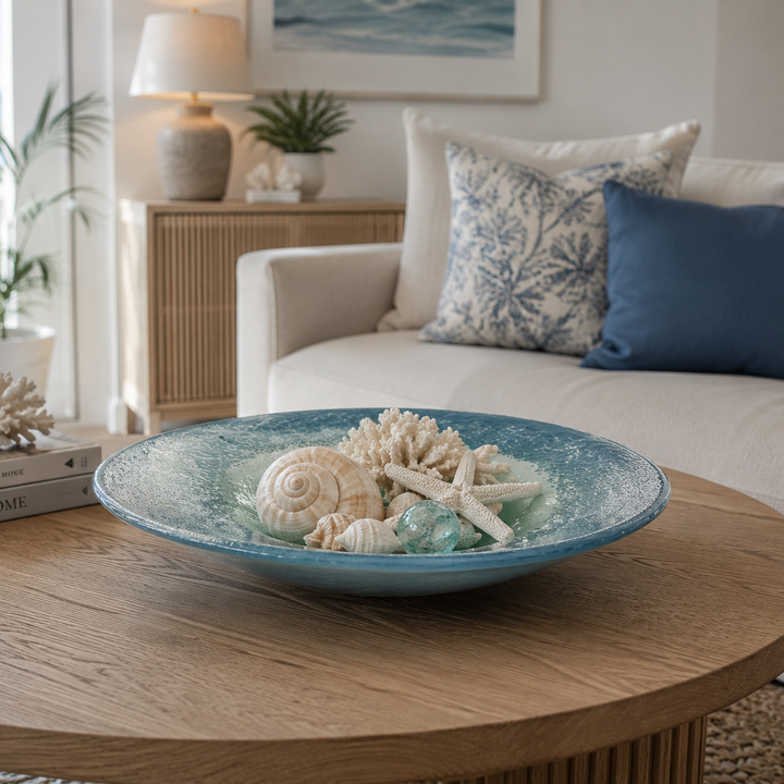Large Sea Spray Glass Bowl Decor