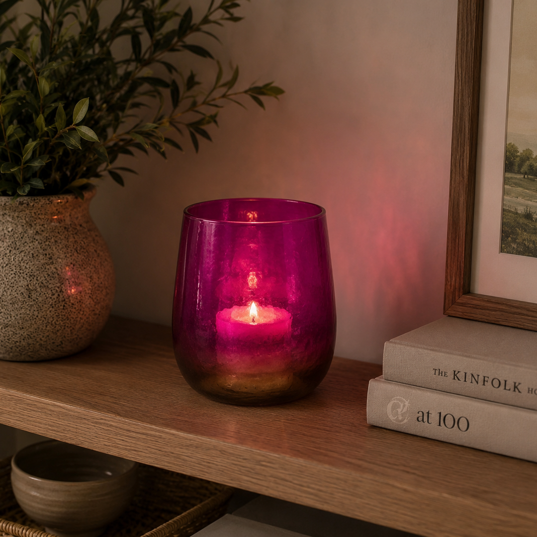 Large Votive in Fuchsia and Smoke
