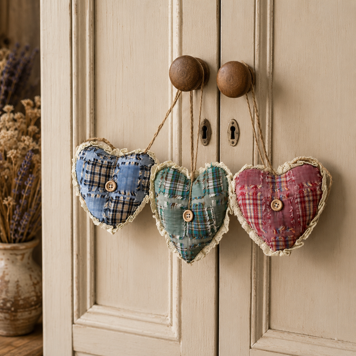Set of 3 Patchwork Hearts Outlet