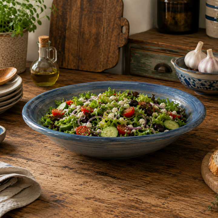 Large Serving Bowl in Blue Mushroom