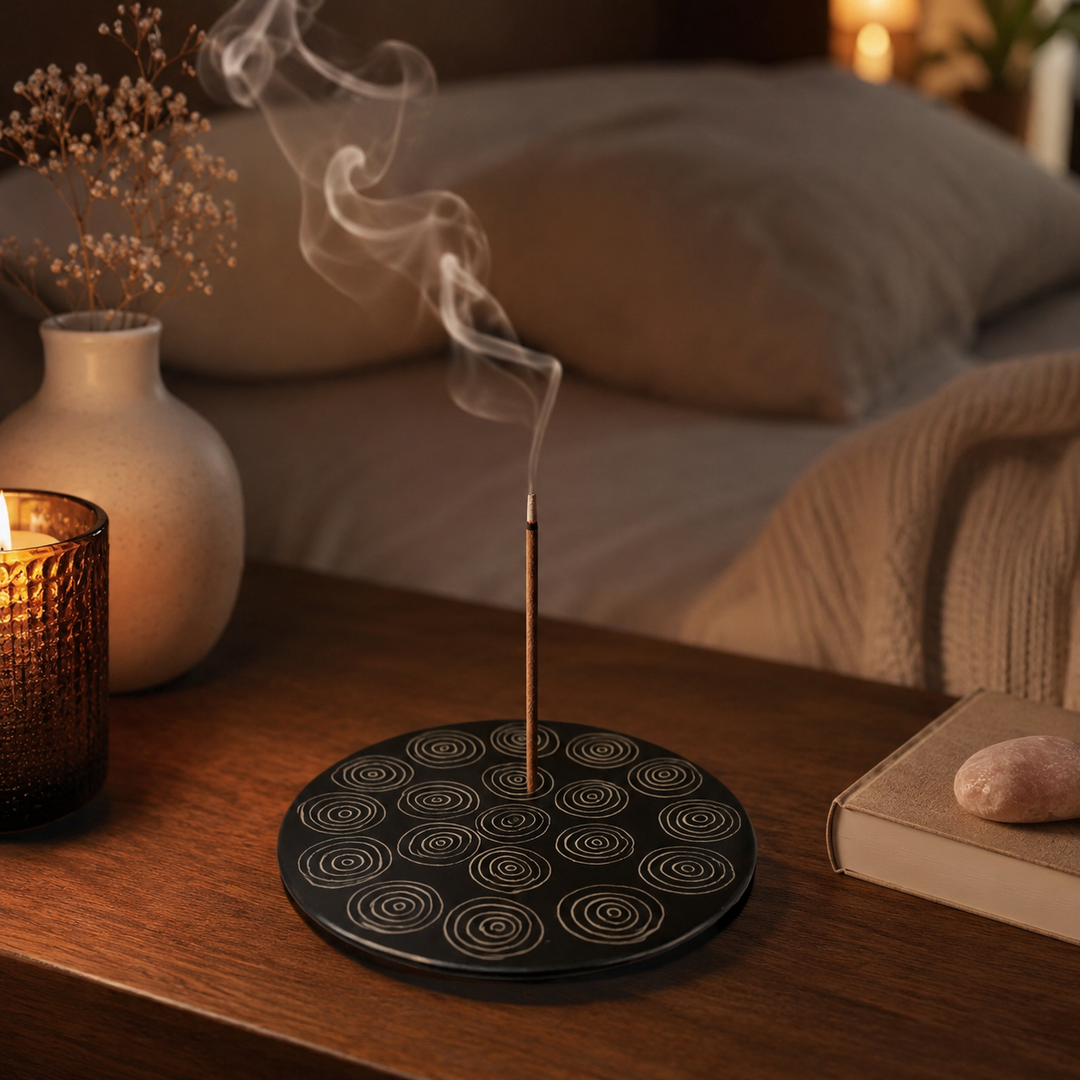 Carved Incense Stick Holder Black Soap Stone Outlet