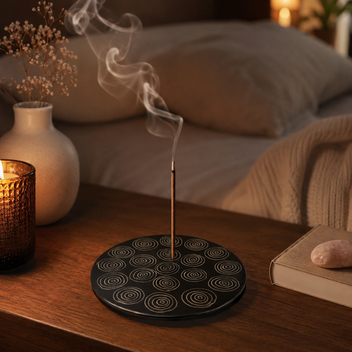 Carved Incense Stick Holder Black Soap Stone Outlet
