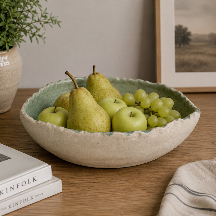 Large Shallow Bowl Emerald House Decor