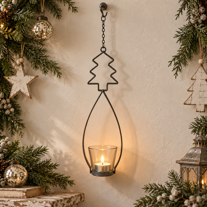Metal Christmas Tree Tea Light Hanger