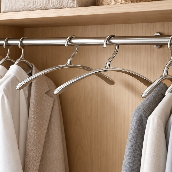 Solid Metal Aluminium Finish Hangers Set of Outlet
