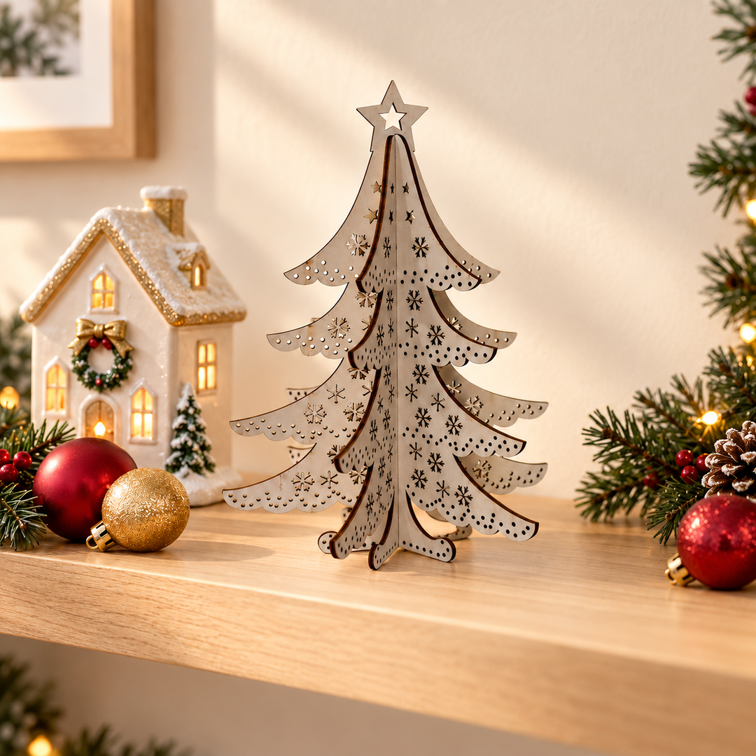 Small Standing Snowflake & Stars Xmas Tree