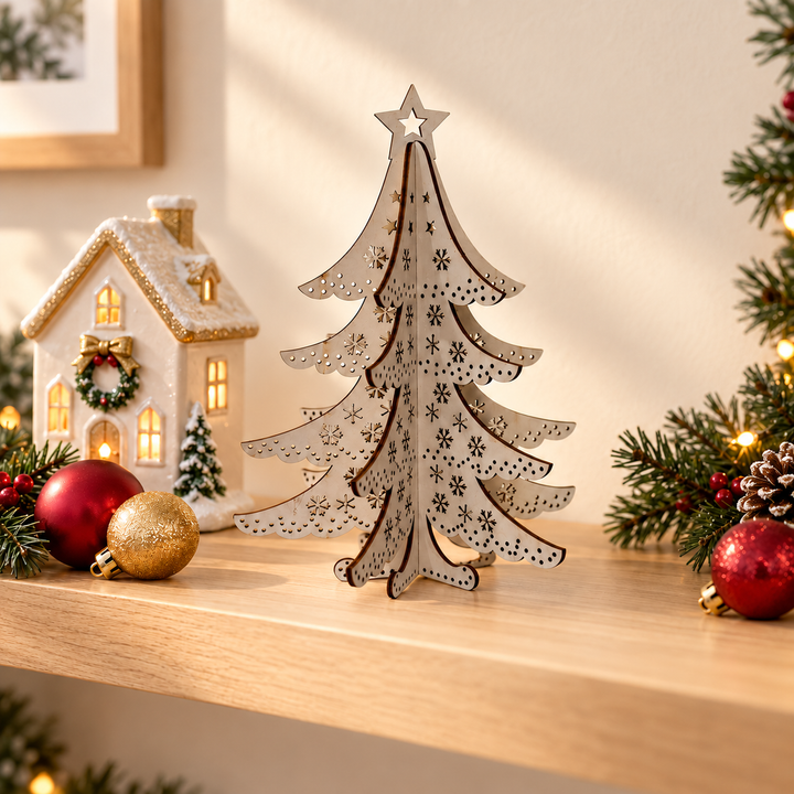 Small Standing Snowflake & Stars Xmas Tree