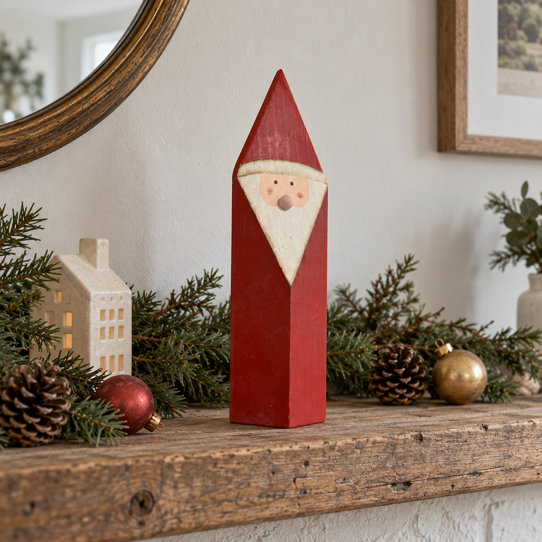Wooden Santa Red