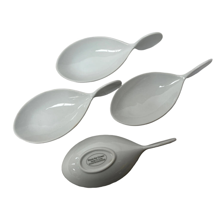 Set of 4 Porcelain Fish Shaped Serving Dishes White