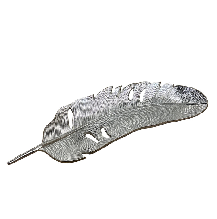 Silver Feather Dish in Nickel Finish Medium