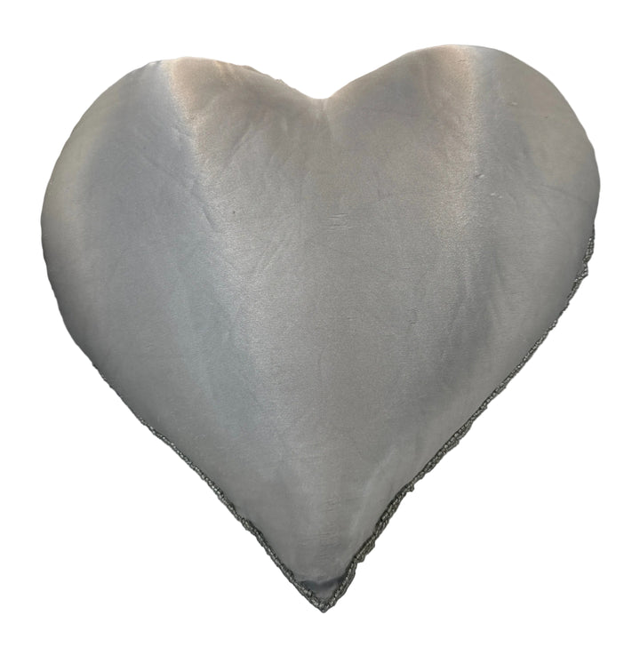 Beaded Heart Cushion in Silver