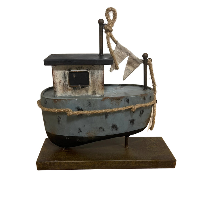 Large Metal Tug Boat Decor