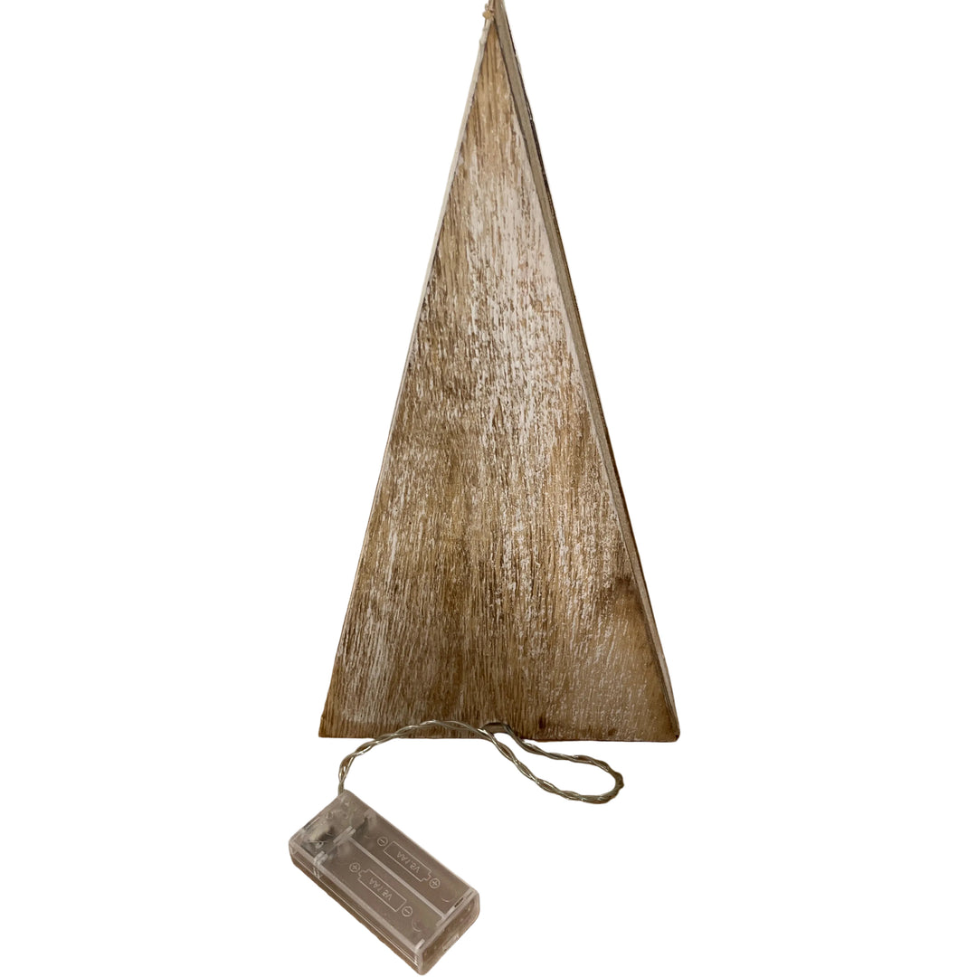 Wooden Triangle with Reindeer LED