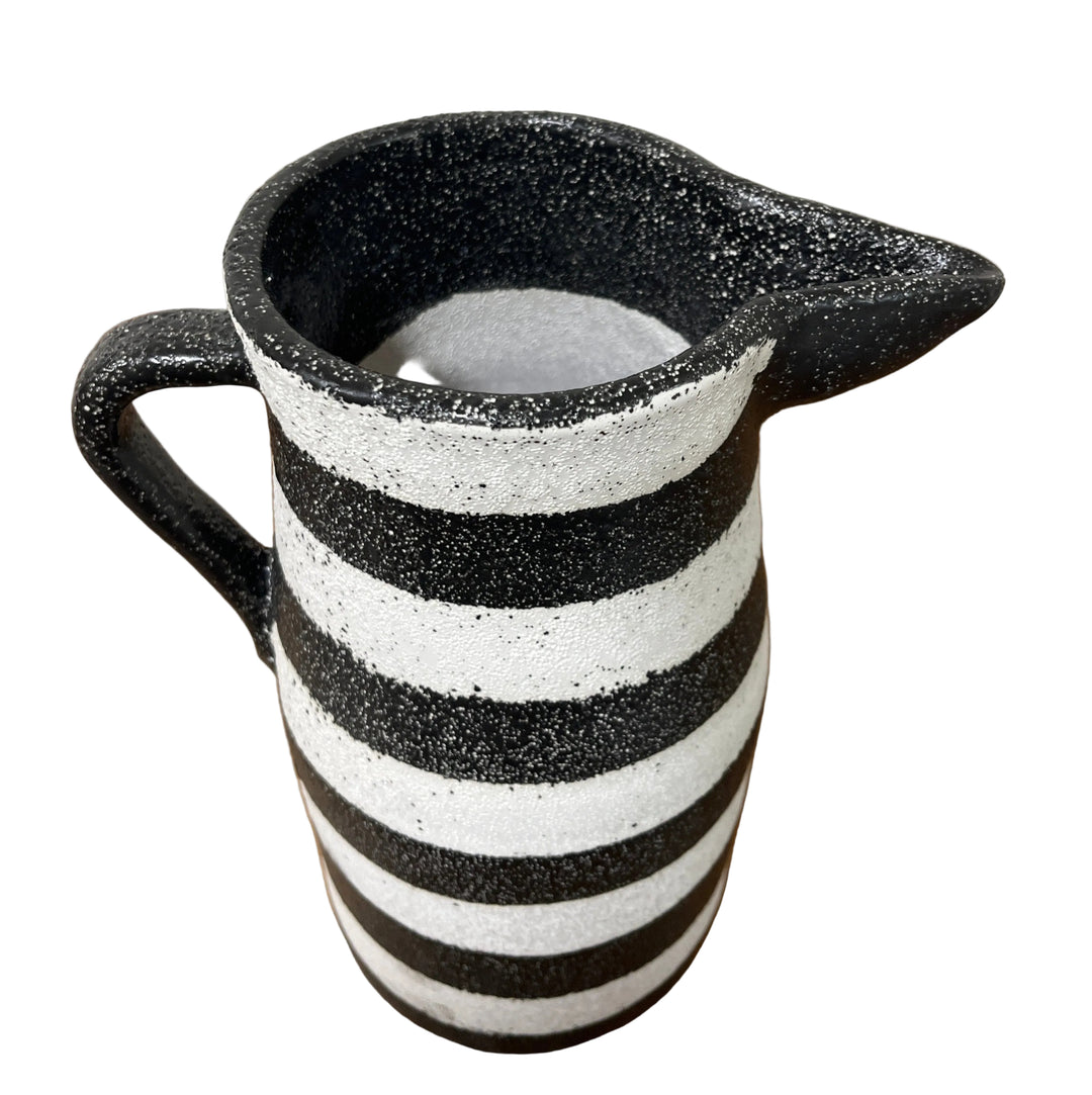 Large Tall Terracotta Striped Speckled Pitcher