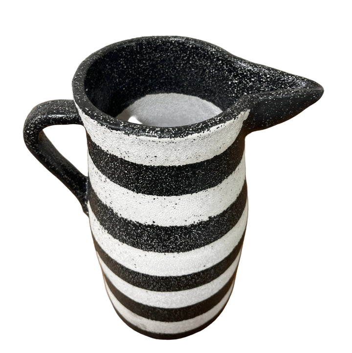 Large Tall Terracotta Striped Speckled Pitcher