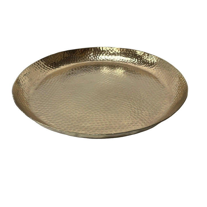 Large Round Aluminium Serving Tray Brass