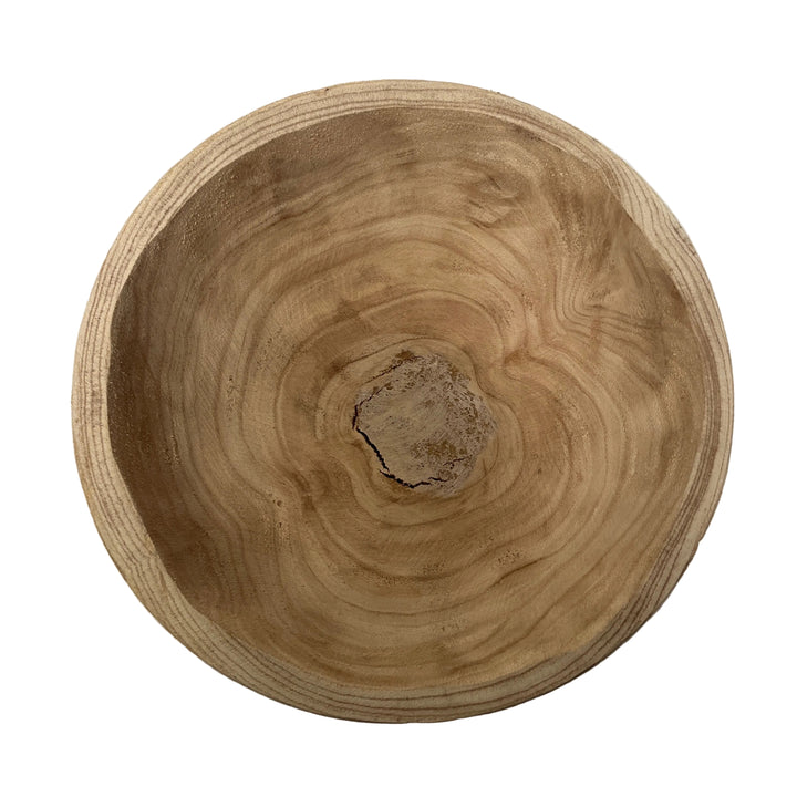 Rustic Wooden Carved Fruit Bowl