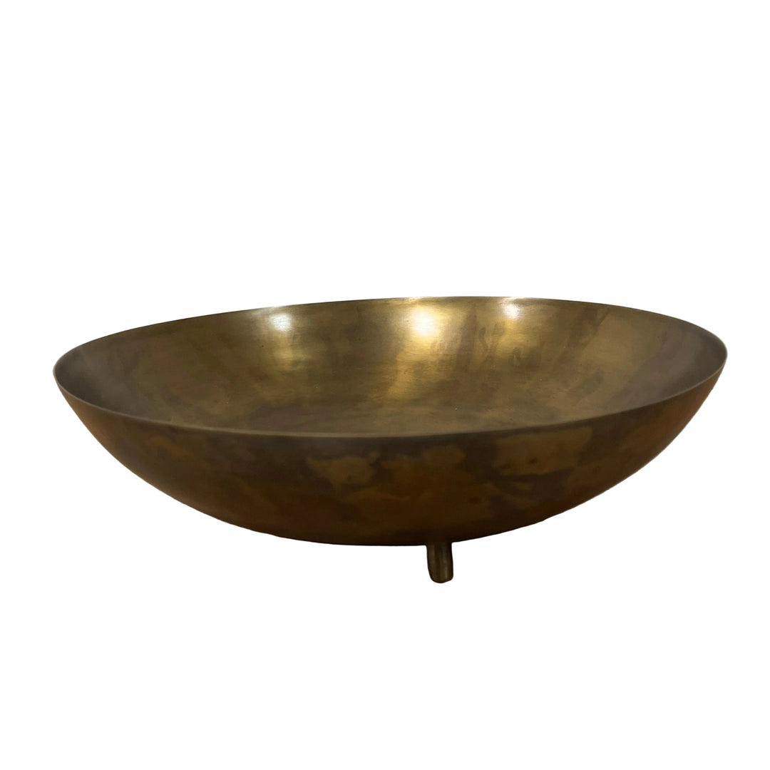Large Bronze Legged Metal Bowl