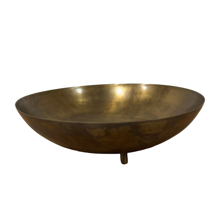Large Bronze Legged Metal Bowl