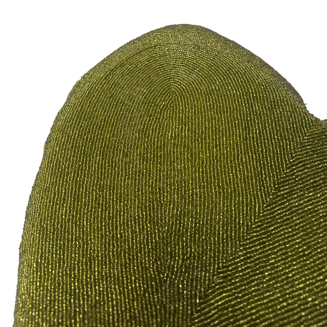 Beaded Heart Cushion in Green