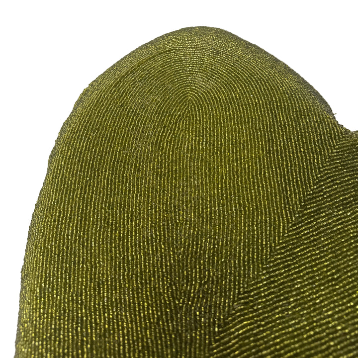 Beaded Heart Cushion in Green