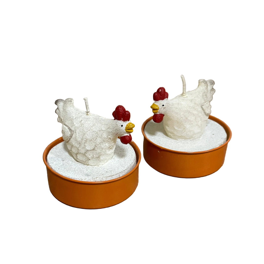 Set of Two Hen Tea Lights