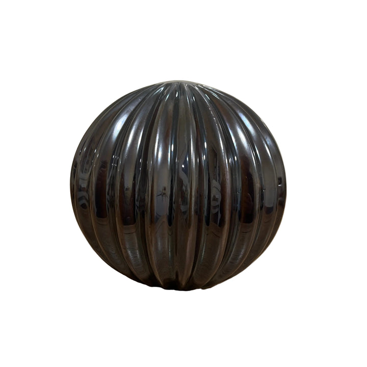 Round Ribbed Ball Decor Platinum