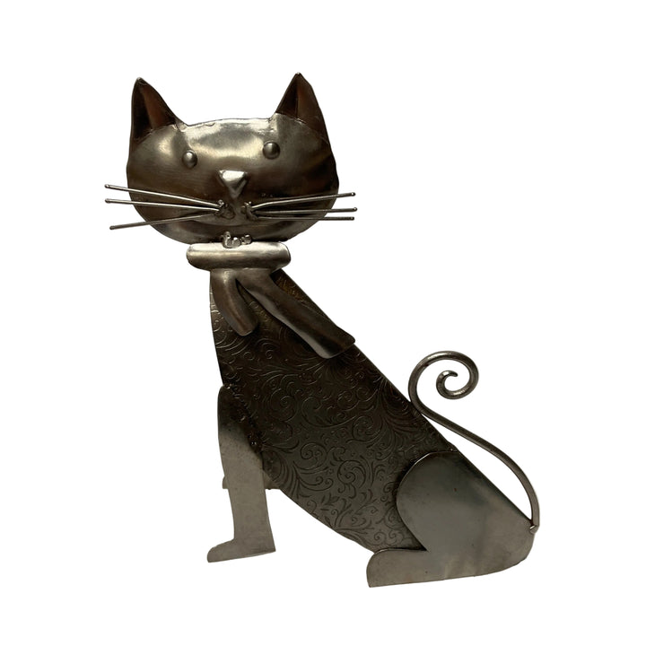 Right Facing Metal Cat Decor