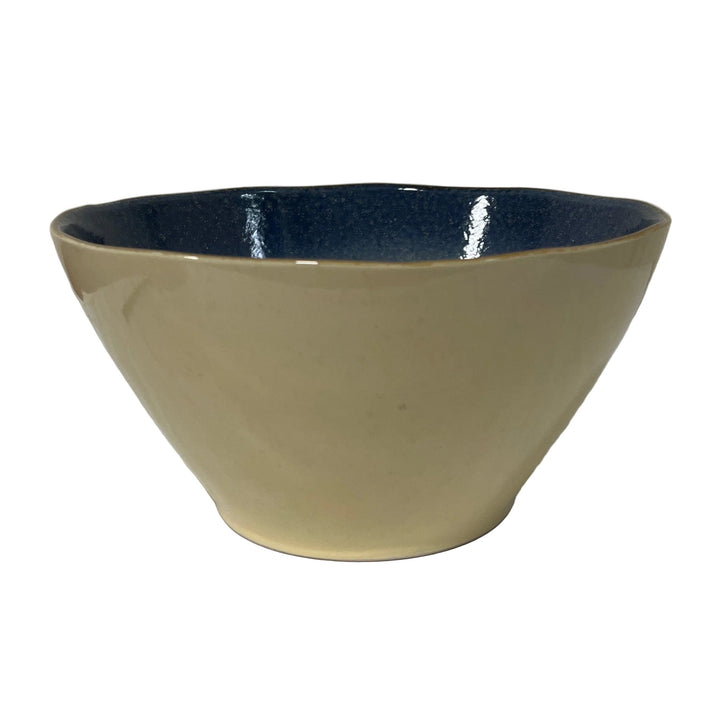 Set of 4 Large Deep Bowls Blue Ivory