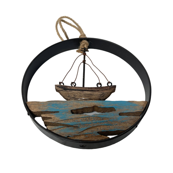 Hanging Boat in Metal Ring Decor