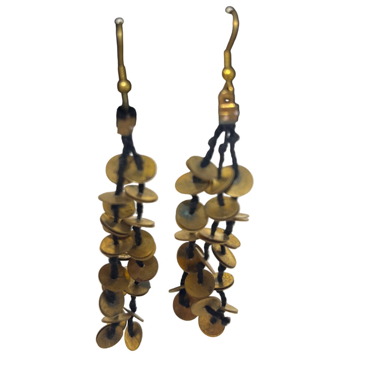 Pair of Handmade Gold Disc Earrings Black