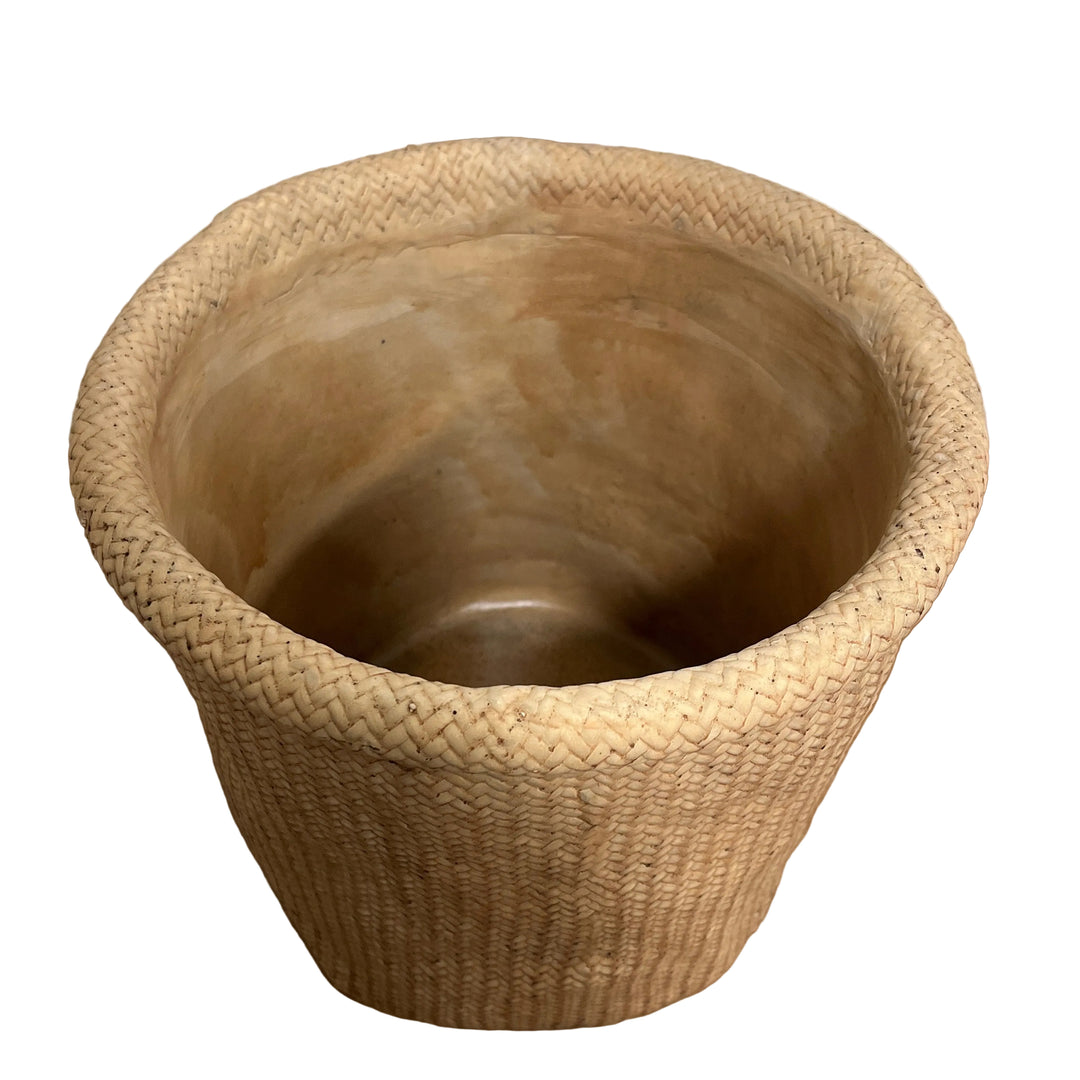 Rattan Design Terracotta Roll Top Heavy Pot Planter Large
