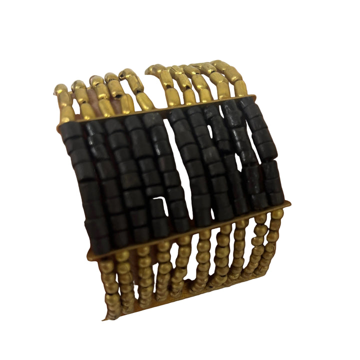Handmade Metal & Bead Layering Bracelet Gold/ Black