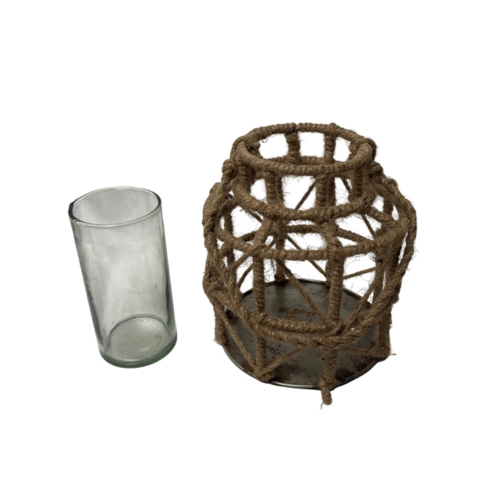Rustic Hanging Lantern with Jute
