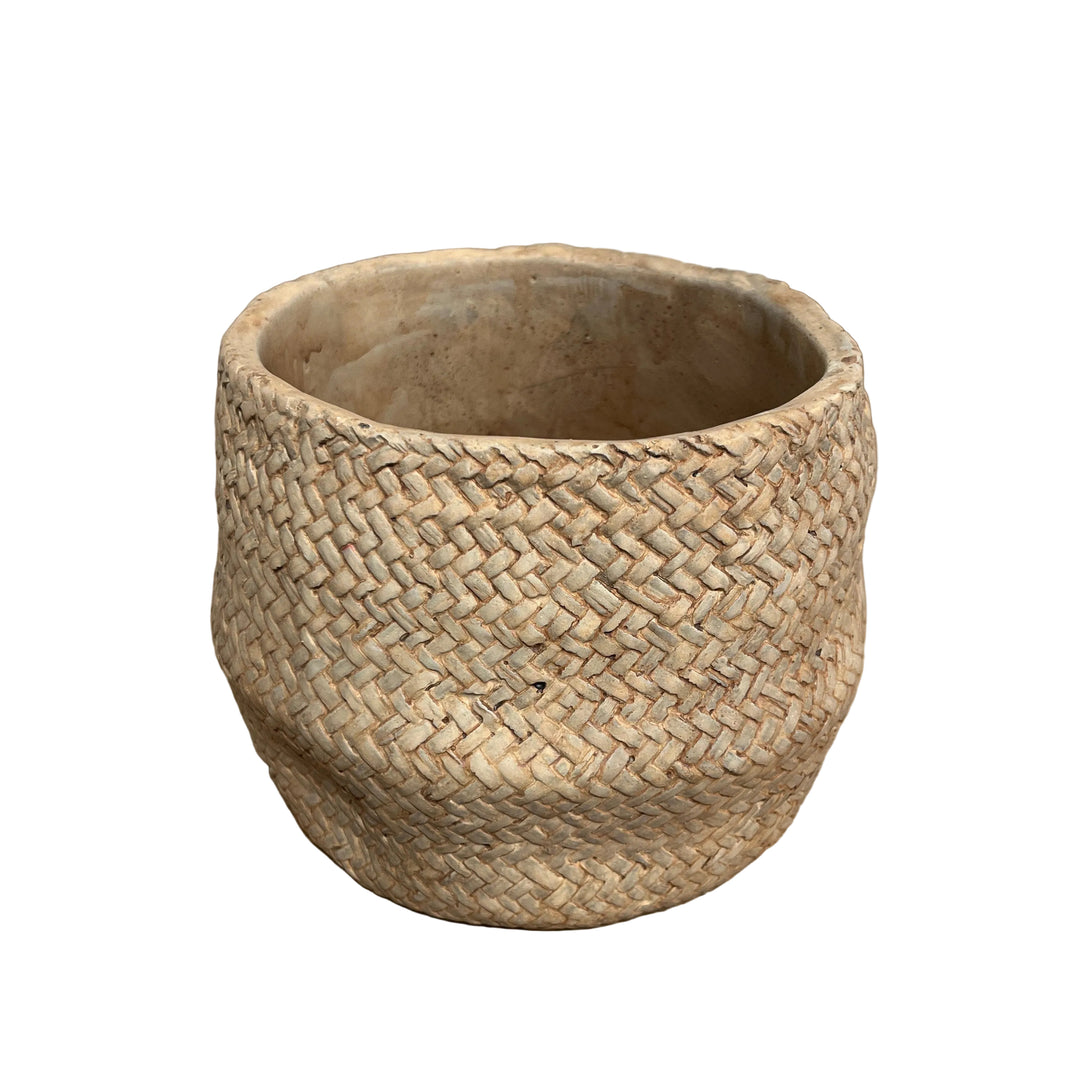 Small Rattan Detail Terracotta Plant Pot
