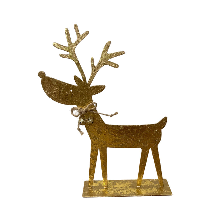 Gold Reindeer on Plinth