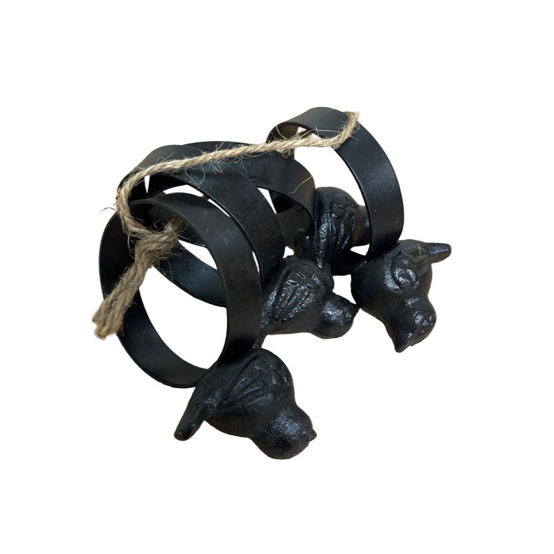 Set Of Four Metal Bird Napkin Rings