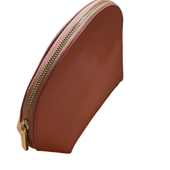 Peach Cosmetic Leather Zip Up Travel Pouch