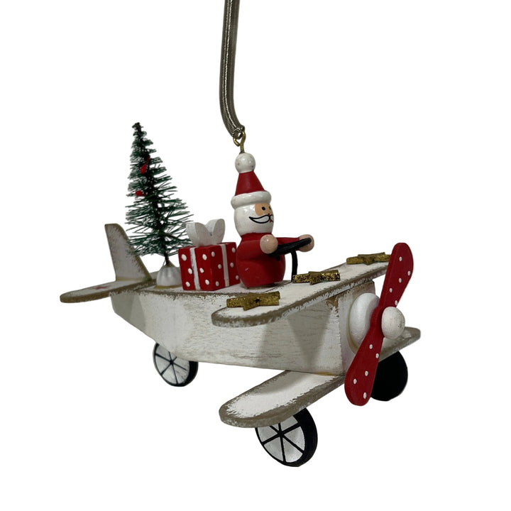 Medium Plane Santa Hanger White